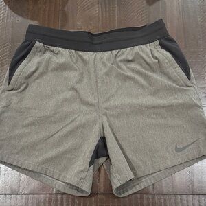 Nike Men's Grey and Black Athletic Shorts